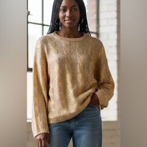 Jodifl Metallic Gold Cable Knit Sweater Size Large